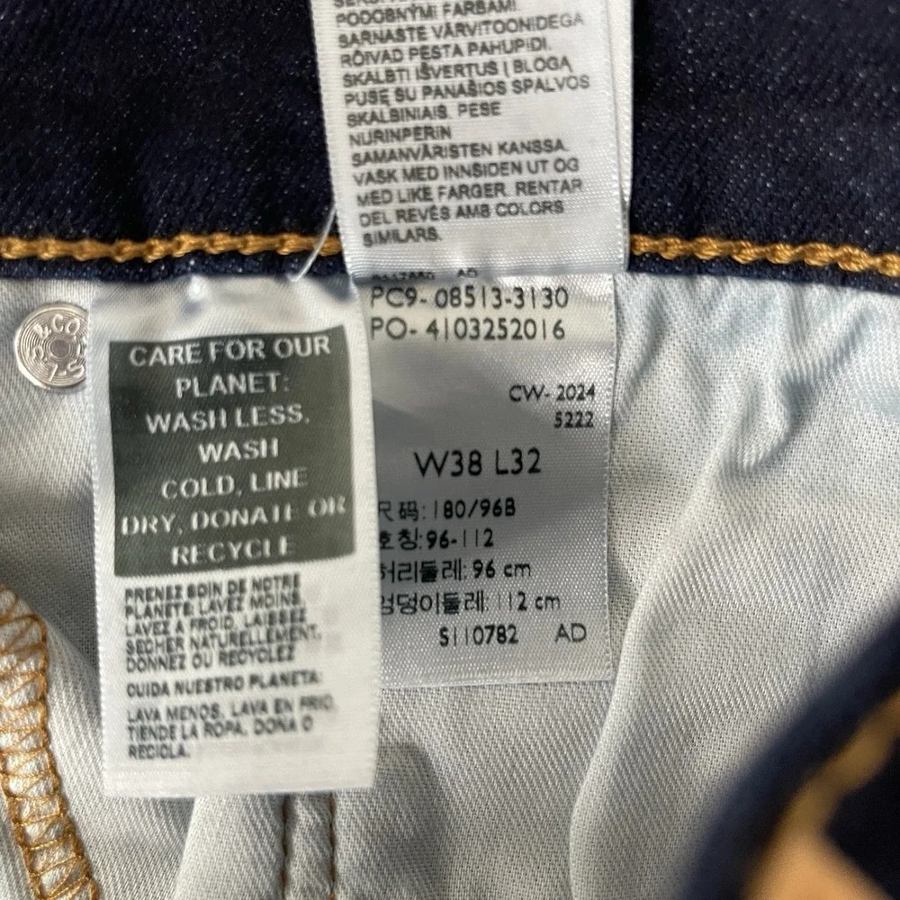 Levis 513 Jeans Mens 38x32 Blue Slim Straight Dark Wash Stretch Denim Preppy NEW